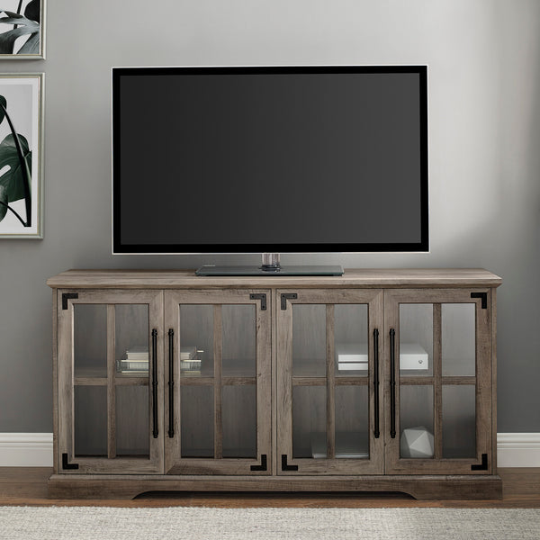 W58ABG4DGW - 58" Farmhouse 4-Door TV Console Grey Wash