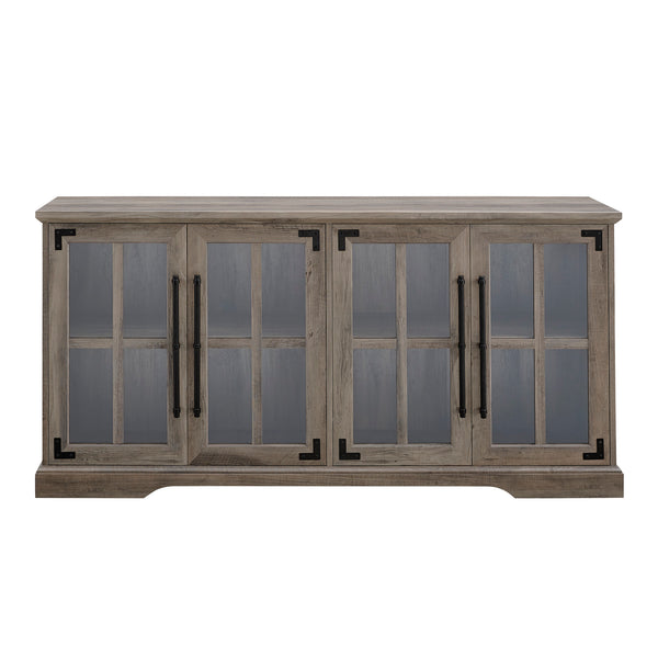 58" Farmhouse 4-Door TV Console Grey Wash