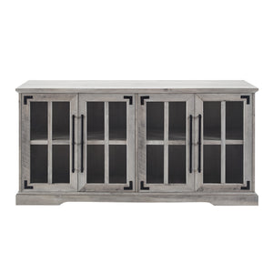 58" Farmhouse 4-Door TV Console Grey Wash