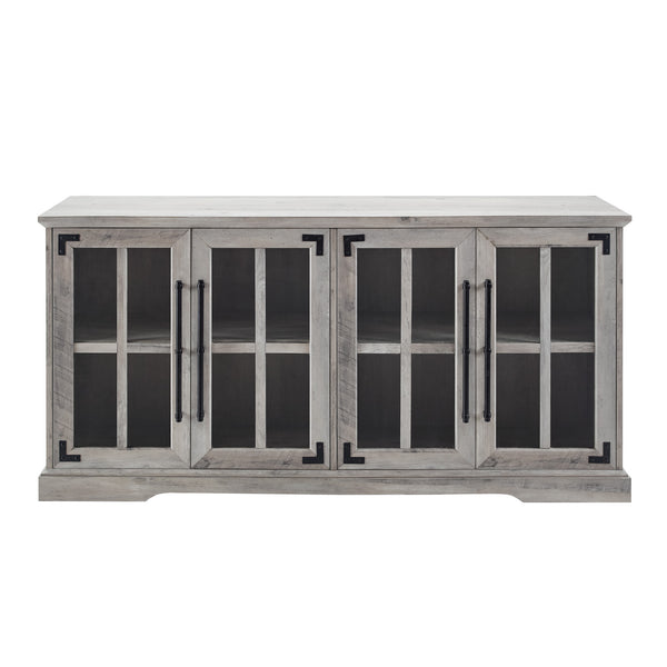 58" Farmhouse 4-Door TV Console Grey Wash
