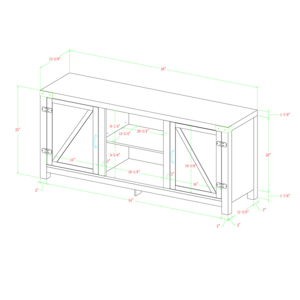 58" Farmhouse TV Stand Grey Wash