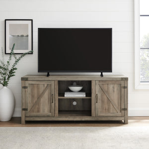 W58BDSDGW - 58" Farmhouse TV Stand Barnwood