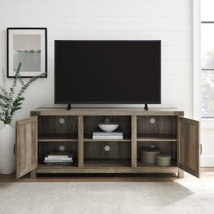 W58BDSDGW - 58" Farmhouse TV Stand Barnwood