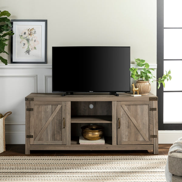 58" Farmhouse TV Stand Grey Wash
