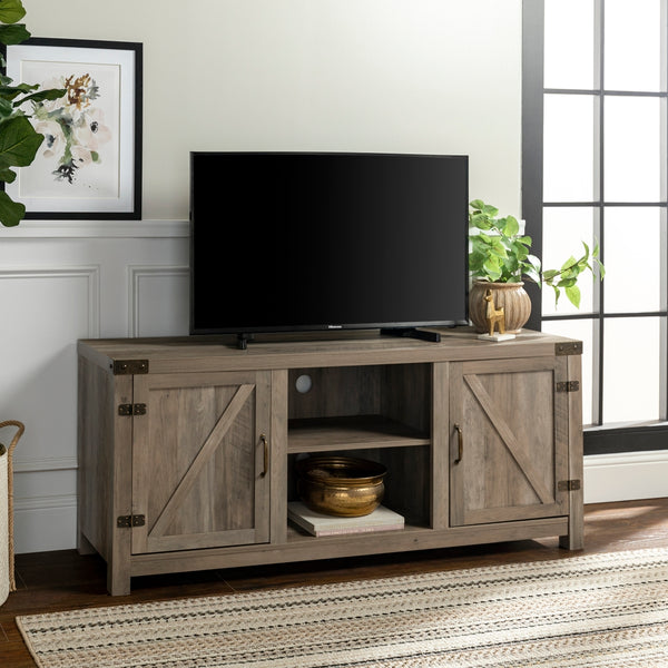 58" Farmhouse TV Stand Grey Wash