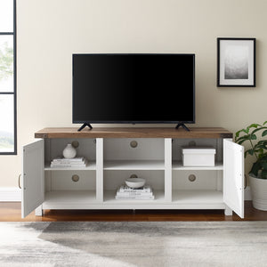 Walker Edison Modern Farmhouse Double Barn Door TV Stand for TVs up to 65” XIIXRZ W58BDSDROBRW