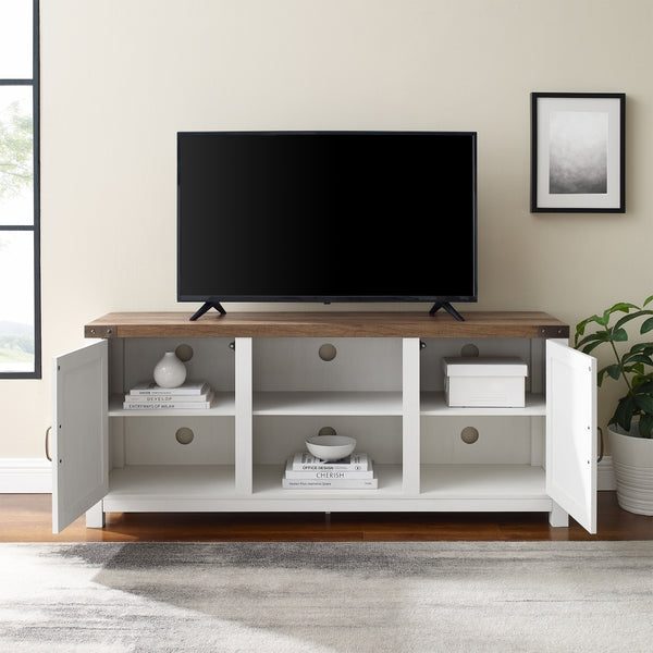 Walker Edison Modern Farmhouse Double Barn Door TV Stand for TVs up to 65” XIIXRZ W58BDSDROBRW