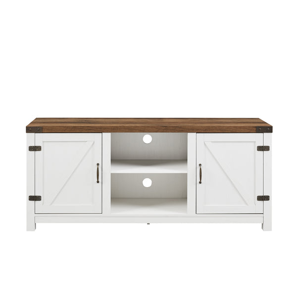 Walker Edison Modern Farmhouse Double Barn Door TV Stand for TVs up to 65” XIIXRZ W58BDSDROBRW