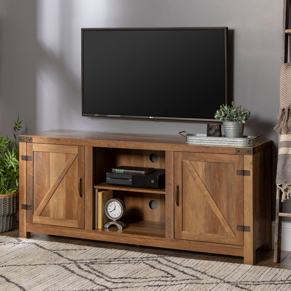 58" Farmhouse TV Stand Rustic Oak