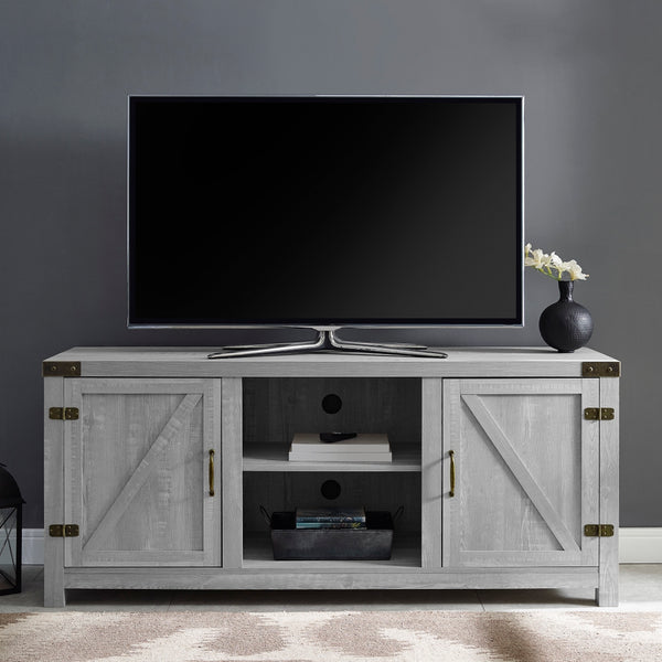 58" Farmhouse TV Stand Stone Grey