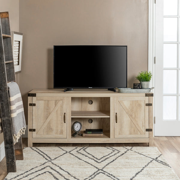 58" Farmhouse TV Stand White Oak