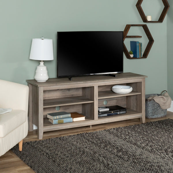 58" Rustic TV Stand Grey Wash