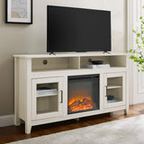 Walker Edison Farmhouse Glass Door Fireplace TV Stand for TVs up to 65” XIIXR W58FP18HBBRW