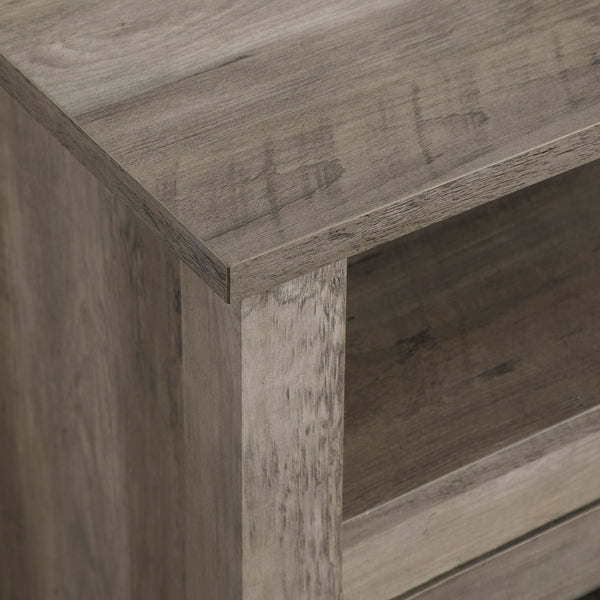 58" Transitional Fireplace Glass Wood TV Stand - Grey Wash Grey Wash