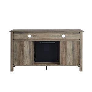 58" Transitional Fireplace Glass Wood TV Stand - Grey Wash Grey Wash