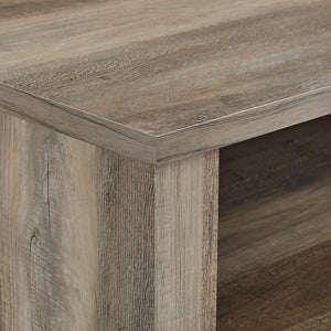 58" Transitional Fireplace Glass Wood TV Stand - Grey Wash Grey Wash