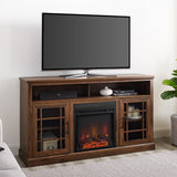 walker edison hazel 58 classic glass door highboy fireplace tv stand