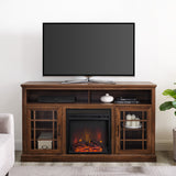 walker edison hazel 58 classic glass door highboy fireplace tv stand