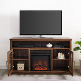 walker edison hazel 58 classic glass door highboy fireplace tv stand