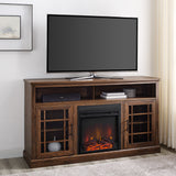 walker edison hazel 58 classic glass door highboy fireplace tv stand