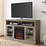 walker edison hazel 58 classic glass door highboy fireplace tv stand