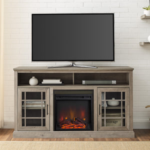 walker edison hazel 58 classic glass door highboy fireplace tv stand