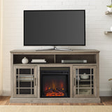 walker edison hazel 58 classic glass door highboy fireplace tv stand