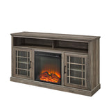 W58FP2DHDHBGW - walker edison hazel 58 classic glass door highboy fireplace tv stand