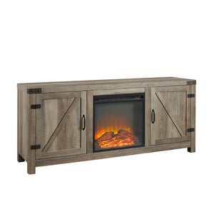 58" Rustic Modern Farmhouse Fireplace TV Stand Grey Wash