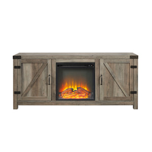 58" Rustic Modern Farmhouse Fireplace TV Stand Grey Wash