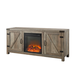 58" Rustic Modern Farmhouse Fireplace TV Stand Grey Wash