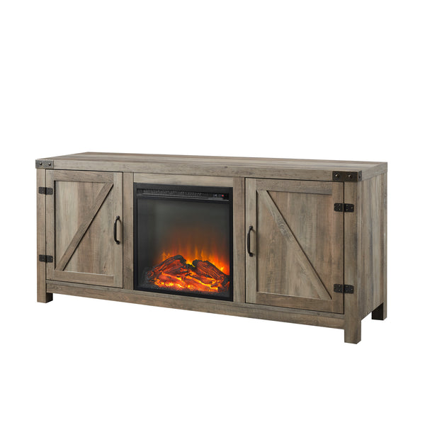58" Rustic Modern Farmhouse Fireplace TV Stand Grey Wash