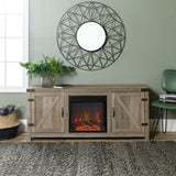 58" Rustic Modern Farmhouse Fireplace TV Stand Grey Wash