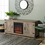 58" Rustic Modern Farmhouse Fireplace TV Stand Grey Wash