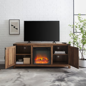 W58FPBDRO - 58" Rustic Modern Farmhouse Fireplace TV Stand Barnwood