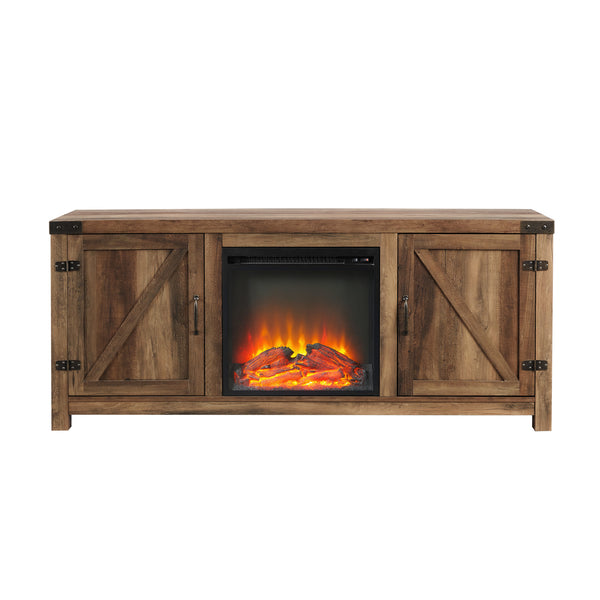 58" Rustic Modern Farmhouse Fireplace TV Stand Rustic Oak
