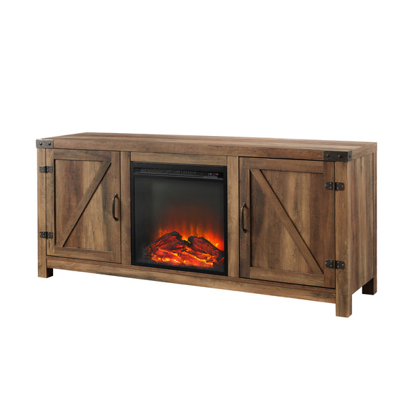 58" Rustic Modern Farmhouse Fireplace TV Stand Rustic Oak