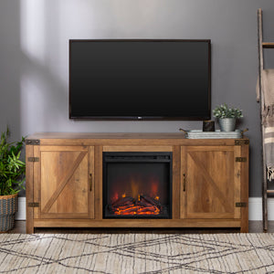58" Rustic Modern Farmhouse Fireplace TV Stand Rustic Oak