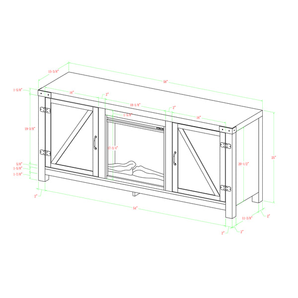 58" Rustic Modern Farmhouse Fireplace TV Stand White Oak