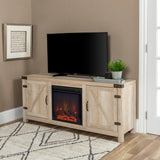 58" Rustic Modern Farmhouse Fireplace TV Stand White Oak