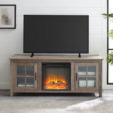 Walker Edison Classic Windowpane Glass-Door Fireplace TV Stand for TVs up to 65” XIIXRZ W58FPSCGDGW