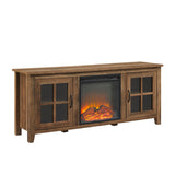 Walker Edison Classic Windowpane Glass-Door Fireplace TV Stand for TVs up to 65” XIIXRZ W58FPSCGDRO