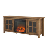 Walker Edison Classic Windowpane Glass-Door Fireplace TV Stand for TVs up to 65” XIIXRZ W58FPSCGDRO