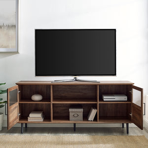 W58OWN2DRO - walker edison 58 glass wood split panel door tv console w58own2dsg w58own2dro w58own2ddw