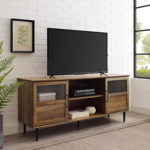 walker edison 58 glass wood split panel door tv console w58own2dsg w58own2dro w58own2ddw