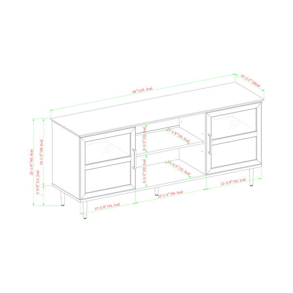 walker edison 58 glass wood split panel door tv console w58own2dsg w58own2dro w58own2ddw