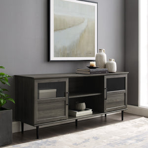 walker edison 58 glass wood split panel door tv console w58own2dsg w58own2dro w58own2ddw