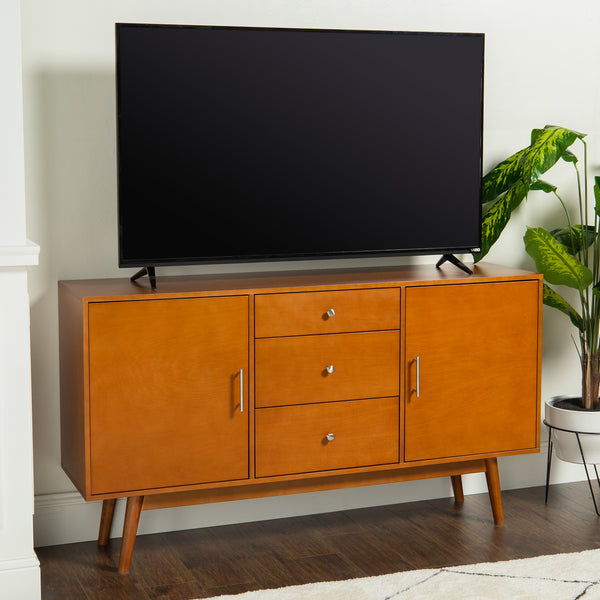 60" Mid Century Modern Wood TV Stand - Versatile Entertainment Center with Ample Storage Space