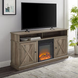 W60FPXDHBGW - Cherrington 60" Tall Highboy Barn Door Fireplace TV Stand