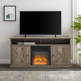 W60FPXDHBGW - Cherrington 60" Tall Highboy Barn Door Fireplace TV Stand